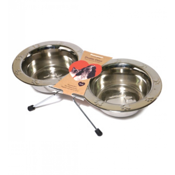 Paw Embossed Wire Double Diner Small