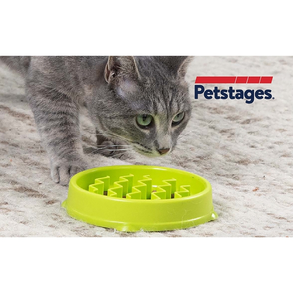 Petstages Kitty Slow Feeder Cat Bowl, Green